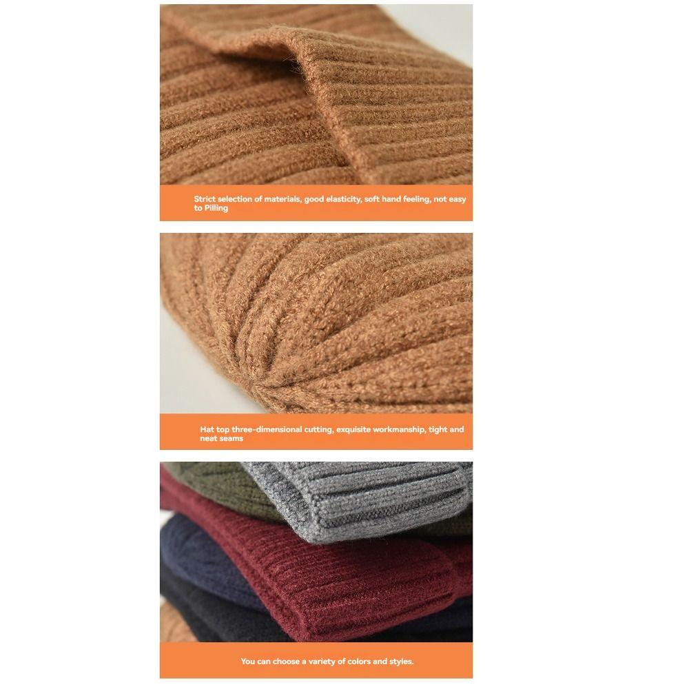 Thickened Knitted Hat Wool Beanies Cap Fashion Skull Cap  for Male Female