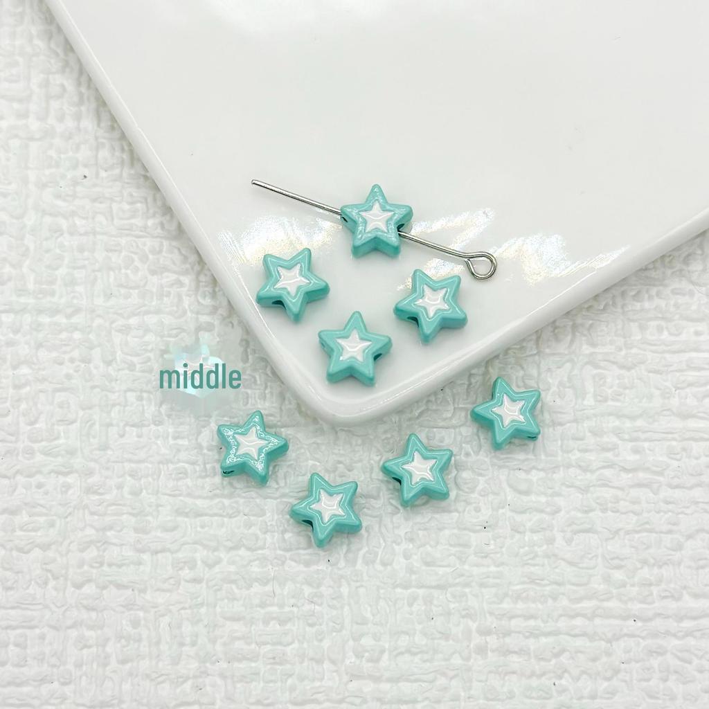 Двухцветные бусины в форме пятиконечной звезды из сплава для самостоятельного изготовления украшений и браслетов.