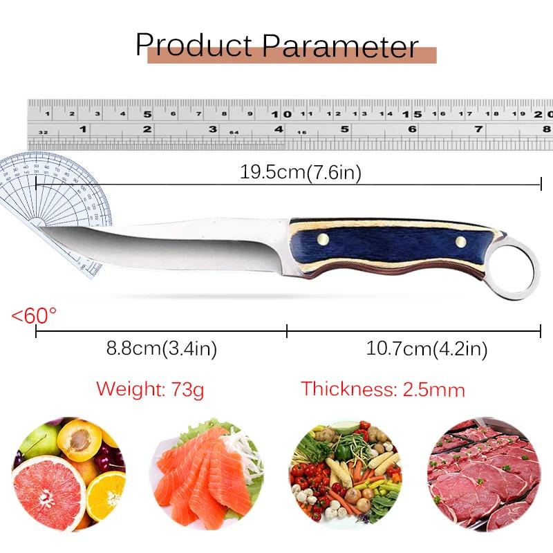 Кухонный тесак для мяса Монгольский нож Деревянная ручка Мясной нож для обвалки Портативный нож для барбекю Разделка мяса Острые ножи для рыбы