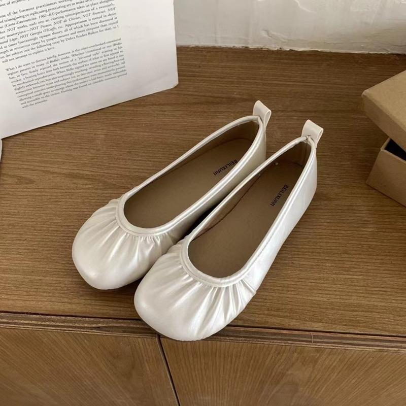 Мода SUOJIALUN 2025 Осень Женщины Новый Бренд Балетки Мода Плиссированные Неглубокие Слипоны Одинарная Обувь Мягкий Плоский Каблук Уличная Балетка