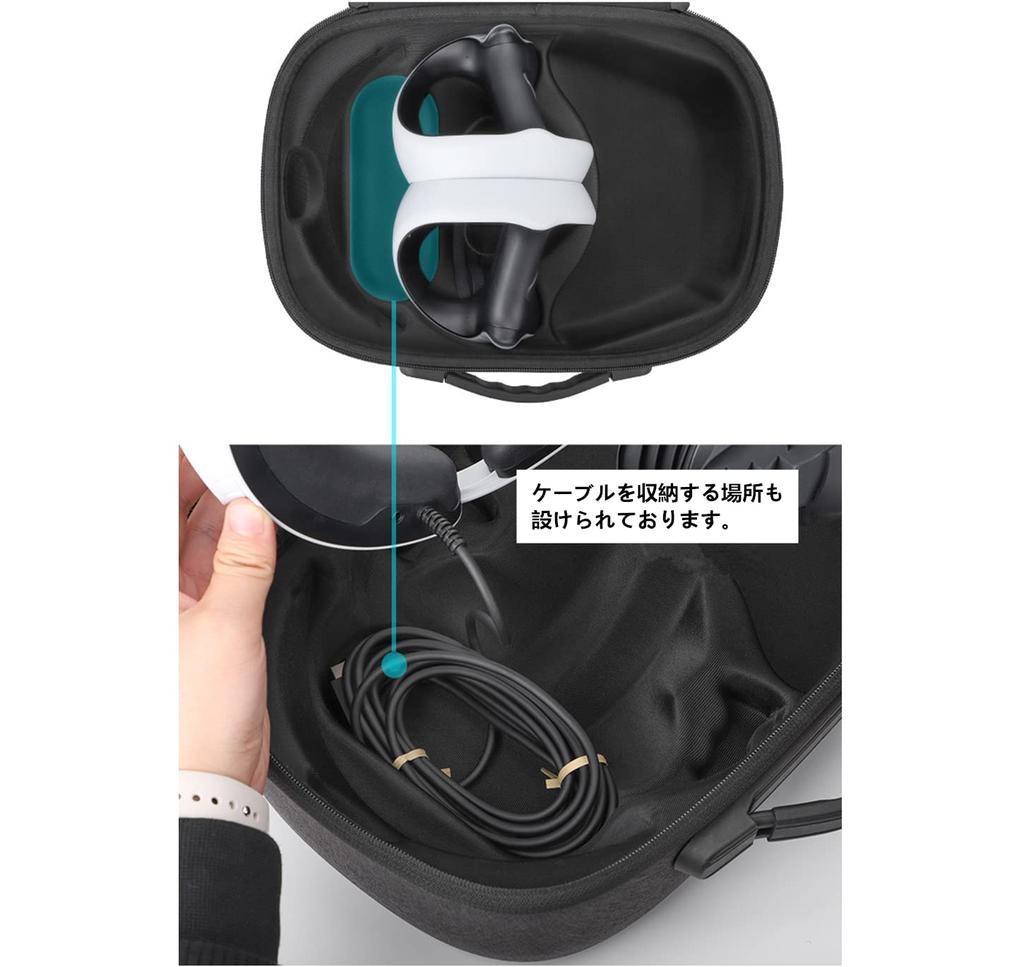 SHEAWA Чехол для PS VR2 Чехол для хранения Чехол для переноски Сумка Ударопрочный Жесткий чехол из ЭВА Может хранить такие аксессуары, как основное устройство PlayStation VR2, контроллер,