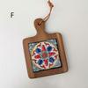 1 PCS Vintage Wooden Thickened Coasters Heat-insulating and Anti-scald Protection Table Cup Pad Flower Kitchen Dishes