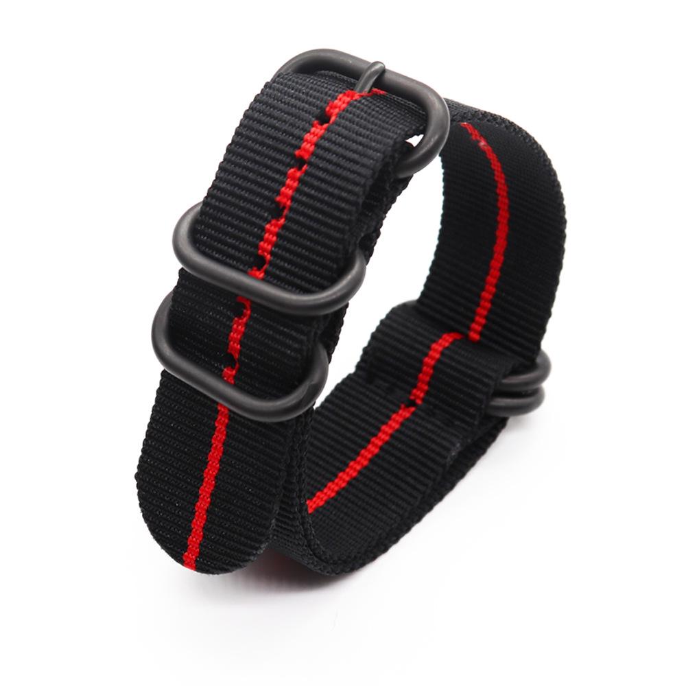 Ремешок для часов Zulu NATO из нейлона с черной пятикольцевой пряжкой, доступны варианты 18/20/22/24 мм