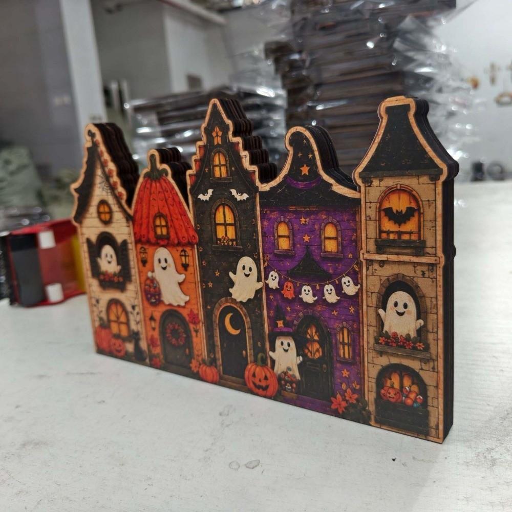 Multi-layer Wooden Haunted House Vintage Finish Rustic Autumn Ornament Interior Designer