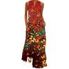 2024 Retro Printed V-Neck Sleeveless Maxi Dress with Pockets - Multicolor