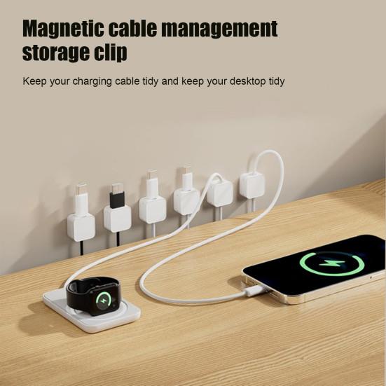 Magnetic Cable Organizer Clip Self-adhesive Home Office Desk Phone Charging Data Cord Holder Keeper Power Wire Management Clamp