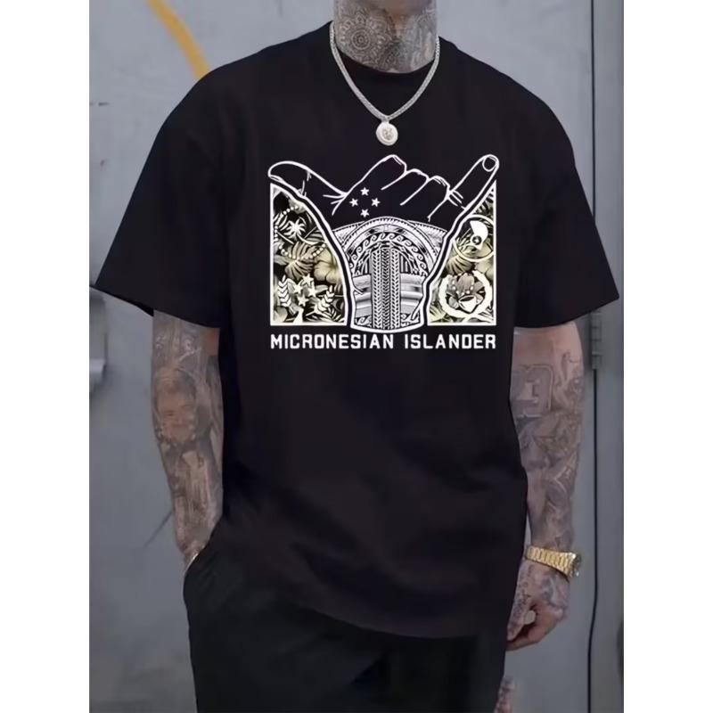 Мужская футболка в стиле островитян Микронезии - Ретро Streetwear, Мягкая, дышащая, с круглым вырезом, летняя рубашка для хип-хоп моды и повседневной носки