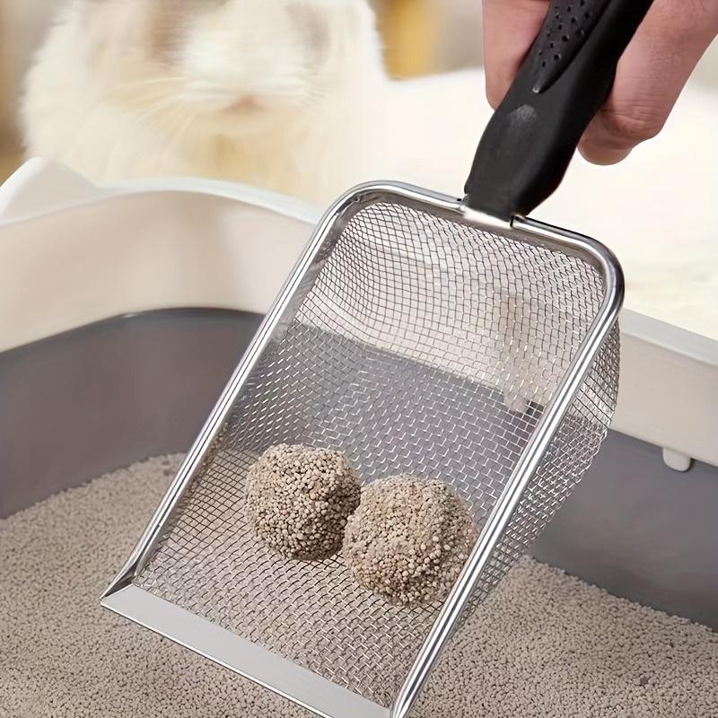 A Large Colander Stainless Steel Pet Feces Shovel Plastic Handle Stainless Steel Shovel for Easy Use of Dogs and Cats