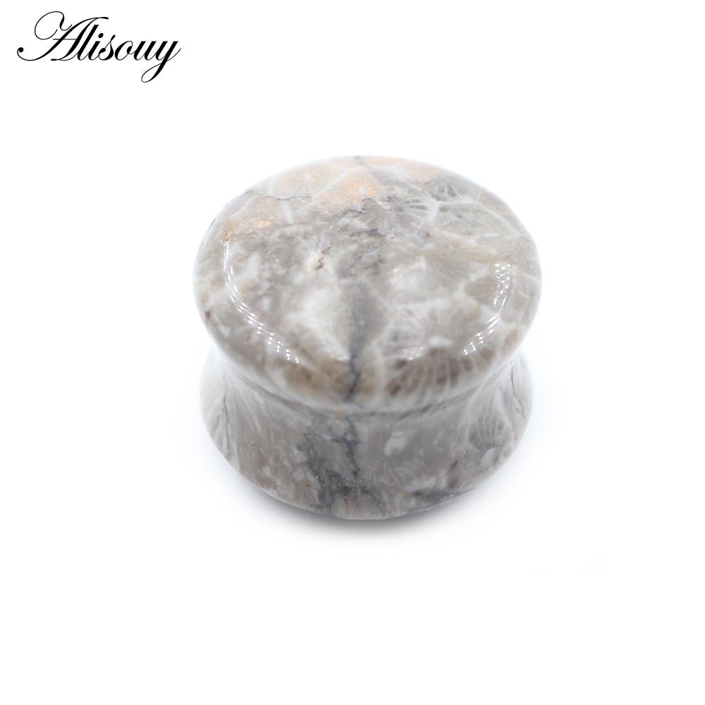 Alisouy 1 шт., натуральный камень, грибной узор, расклешенные ушные туннельные пробки, расширитель для носилок, измерительные приборы, серьги, украшения для тела, пирсинг