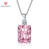 Square Inlaid Zircon Color Treasure Pendant Necklace Multiple Colour Fashion Wedding Engagement Jewelry