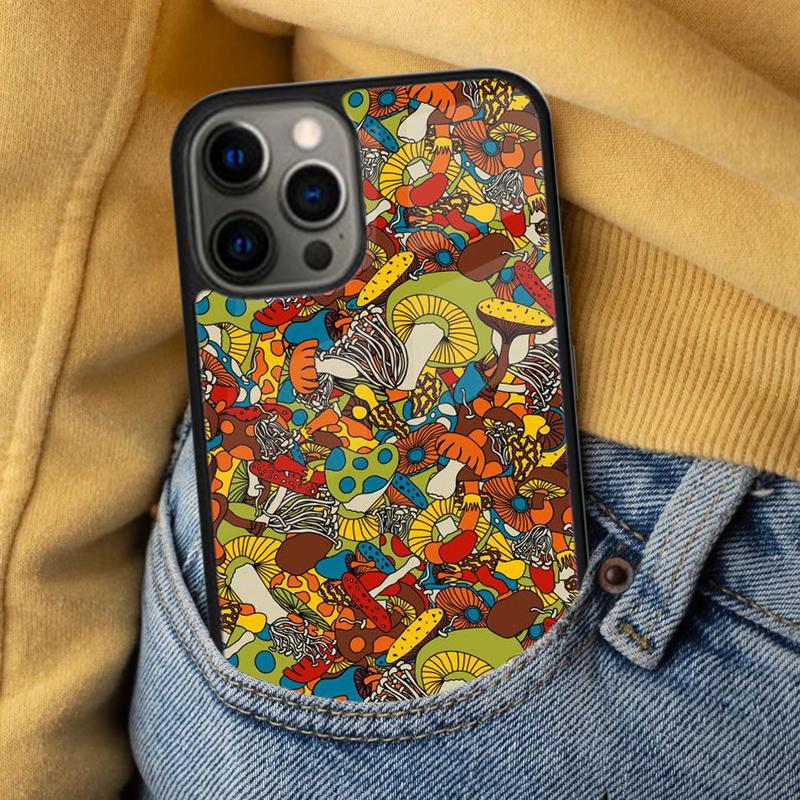 Психоделические Грибы Цветочные Мягкий Чехол для Телефона для iPhone 17 Air 16e Pro max 15 Pro 13 14 Plus 11 12 MagSafe Магнитный Чехол