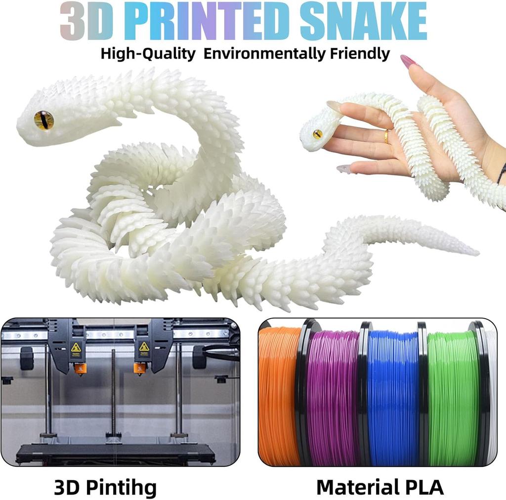 3D-печатная шарнирная фигурка змеи Игрушки Гибкая игрушка-антистресс Реалистичная модель ползающей змеи Украшения Креативный забавный подарок