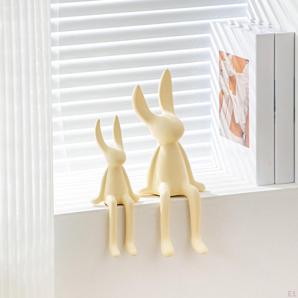 2 Pieces Ceramic Sitting Decor Statues Abstract Animal Sculpture Collectible Shelf Ornament for