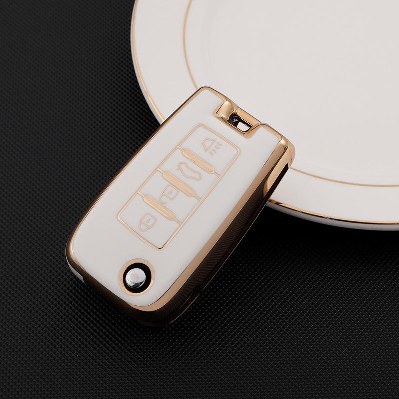 Чехол для ключа автомобиля Dongfeng Venucia: Защитный чехол с золотой кромкой для D60, T60plus/EV, T90, T70 с пряжкой