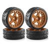 ABNR 4Pcs 65Mm Rubber Tire Wheel For Tamiya TT01 TT01E TT02 XV01 XV02 TA06 PTG-2 144001 144010 124007 124017 1/10 RC Car