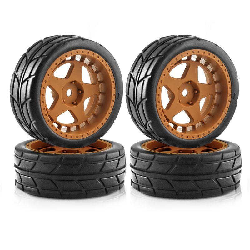 ABNR 4Pcs 65Mm Rubber Tire Wheel For Tamiya TT01 TT01E TT02 XV01 XV02 TA06 PTG-2 144001 144010 124007 124017 1/10 RC Car