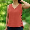 Женские летние топы-майки из хлопка с V-образным вырезом, свободного кроя, без рукавов