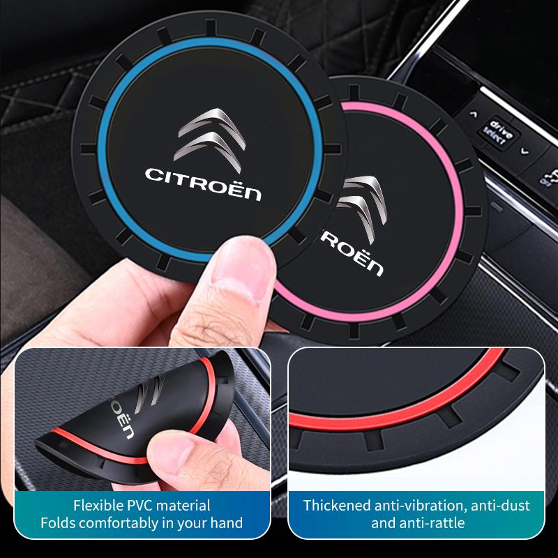 OCDK9 2pcs Silicone Car Water Cup Holder Coaster Anti Slip Pad Mat For Citroen C5 C1 C2 C6 C4L DS3 DS4 DS5 C-Elysee Grand Berlingo