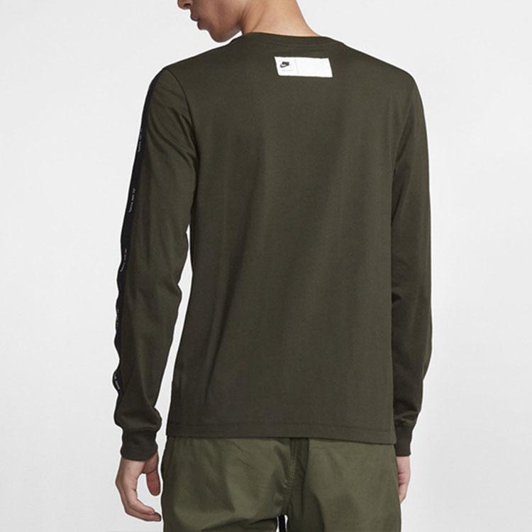 Nike Мужская футболка с длинным рукавом и логотипом Оливковая CI6215-355