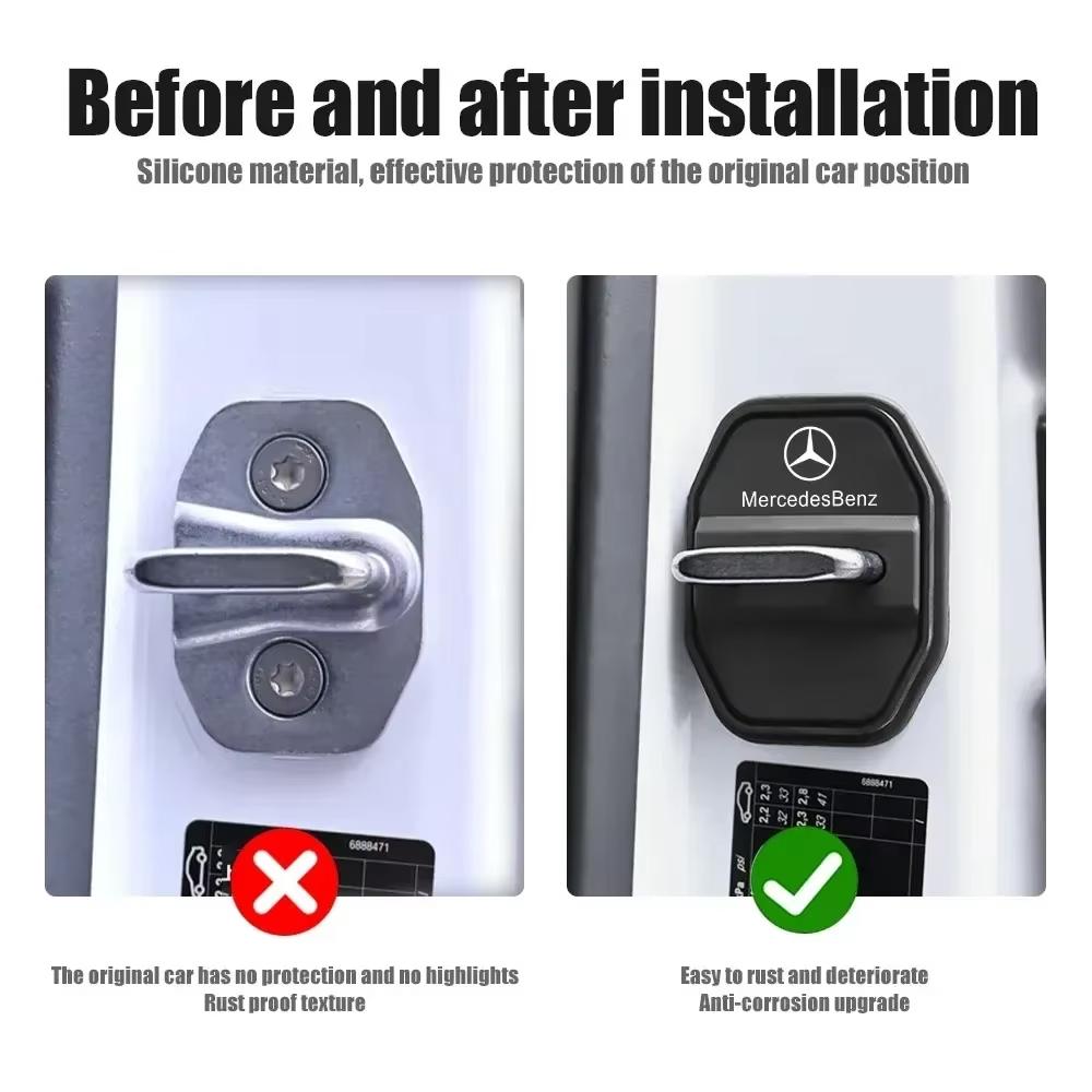 CRF1 Car Door Lock Protector Cover Stickers For Mercedes Benz AMG W126 W140 W190 W203 W204 W212 W222 Interior Mouldings GJM-SG-BENC
