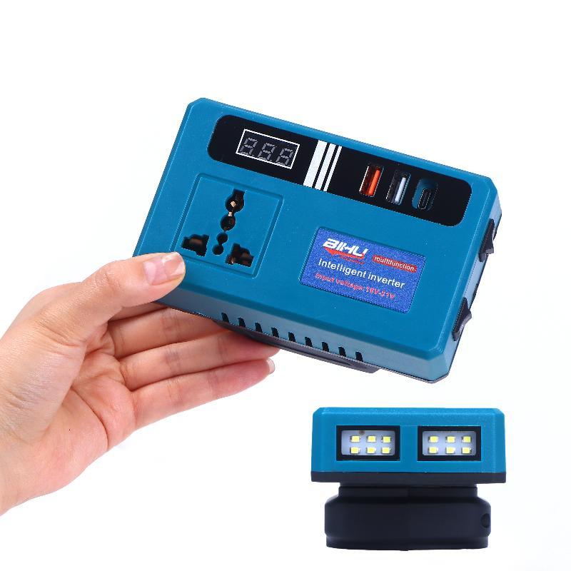 1Pcs LED Mini Intelligent Inverter Power Converter Portable 120W 21V Lithium Battery Inverter With 3 USB Ports