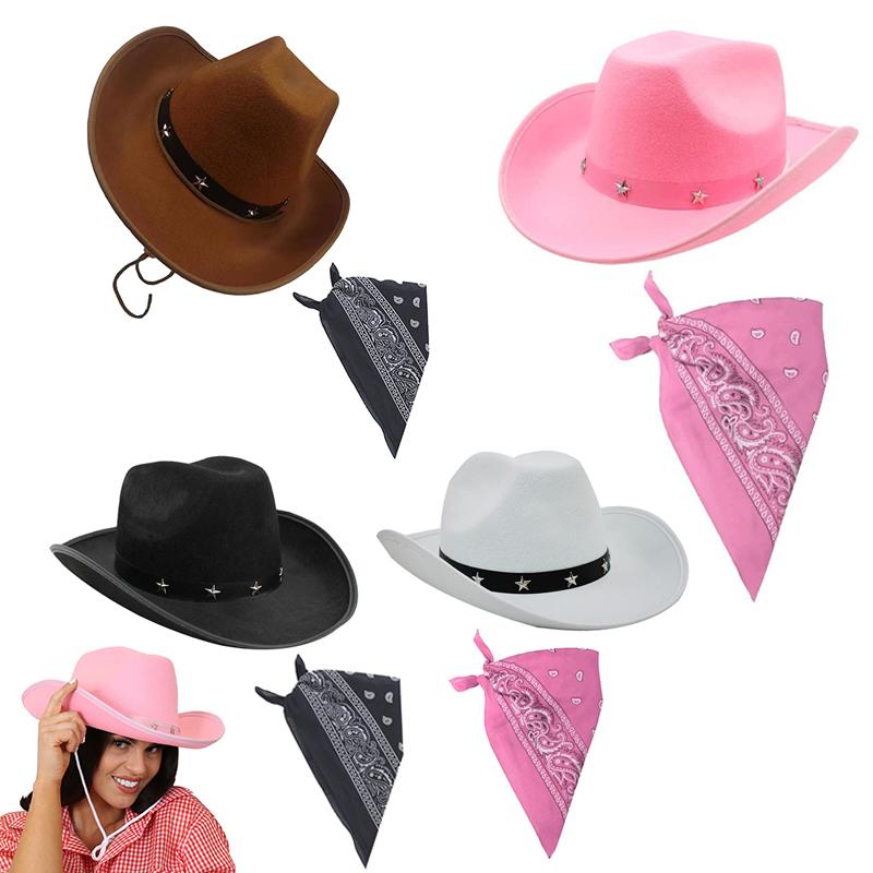 Ковбойская шляпа в стиле вестерн с пятиконечной звездой и заклепками, карнавальная рыцарская шляпа