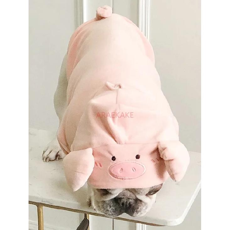 New autumn and winter pet dog hoodie with pig pattern clothes, medium-sized dog