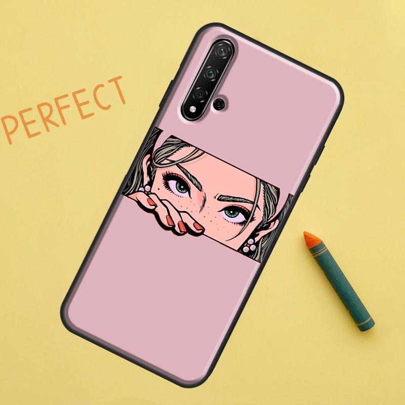 Эстетический чехол с изображением девушки-аниме в стиле поп-арта для Huawei Nova 10 9 SE 5T Y90 Y70 Y60 Y61 Nova 3i 7i 8i 11i P20 P40 P30 Lite P60 Pro