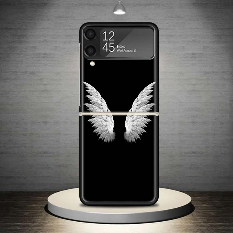 Чехол для телефона 'Ангельские Крылья Перо' для Samsung Galaxy Z Flip 7 6 5 4 3 5G Ударопрочный Чехол Z Flip7 Flip6 ZFlip5 Flip3 Flip4 Роскошный S
