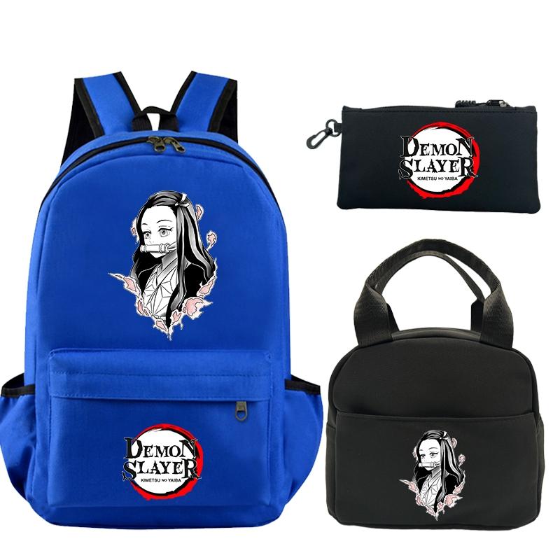 3 шт./компл. рюкзак «Убийца Демонов» с принтом, сумка для обеда, пенал для подростков, детский школьный рюкзак для девочек и мальчиков
