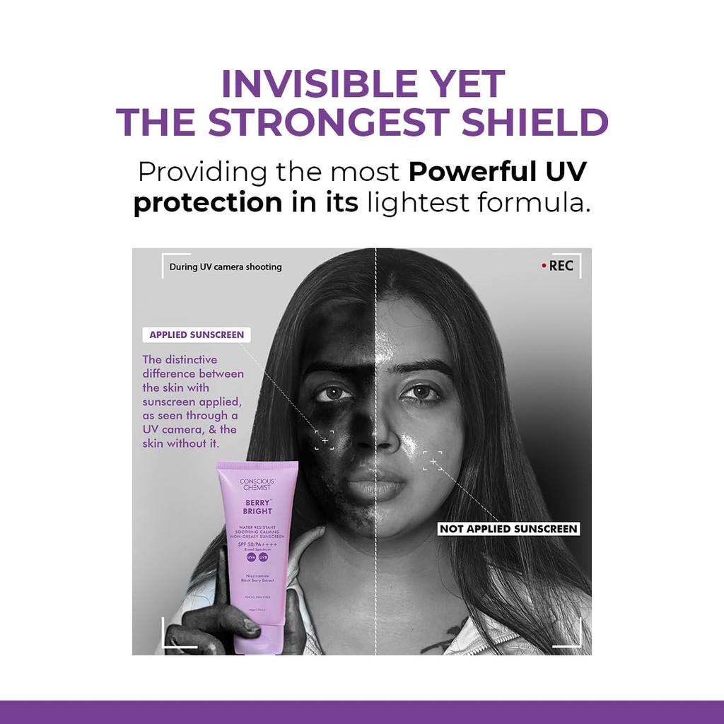 Conscious Chemist® Солнцезащитный крем SPF 50 PA++++ | 50 г | Солнцезащитный крем для жирной кожи, Гелевый солнцезащитный крем, С ниацинамидом и экстрактом черной смородины, Гибридный легкий
