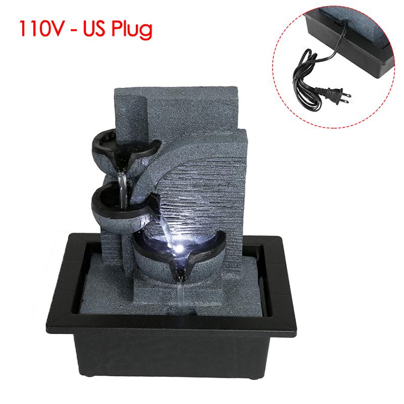 Desktop Flowing Water Waterfall Fountain with White LED Light for Company Office Wealth Feng Shui Tabletop Ornaments Home Decor