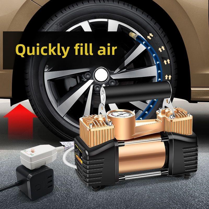 220V&12V household dual cylinder electric inflation pump, car tire, basketball, air column bag, high-pressure inflation machine