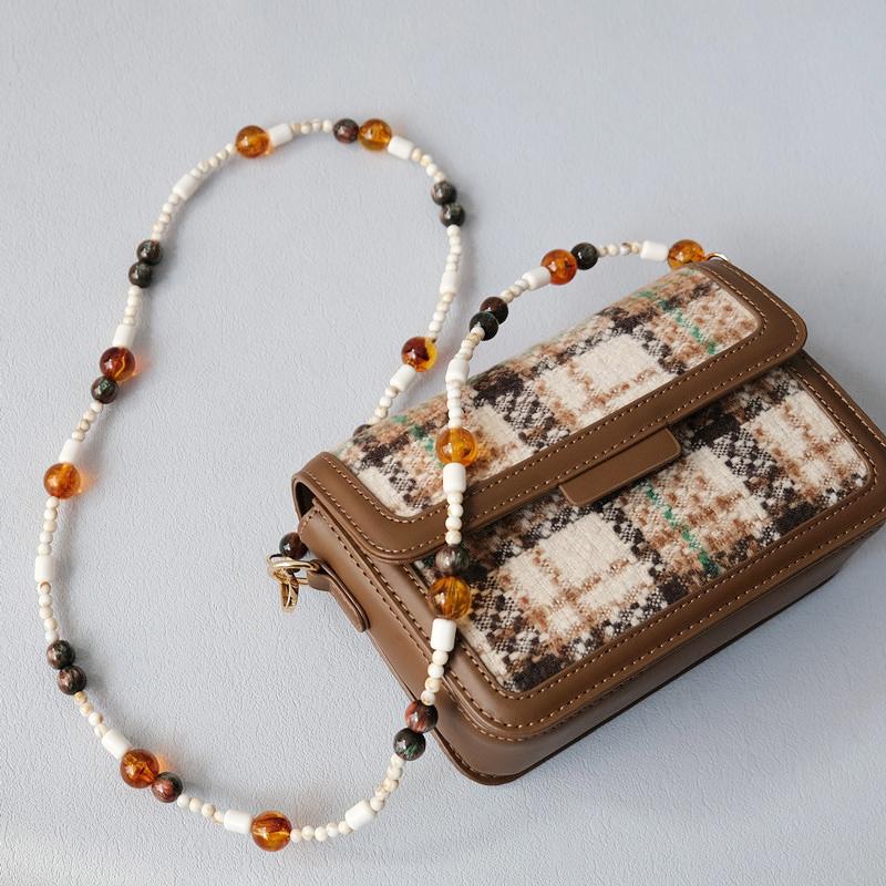 Новая модная женская сумка, аксессуар, съемные янтарные цепочки из бисера, синий акриловый роскошный ремешок, женская сумка, цепочка с ручкой на плечо