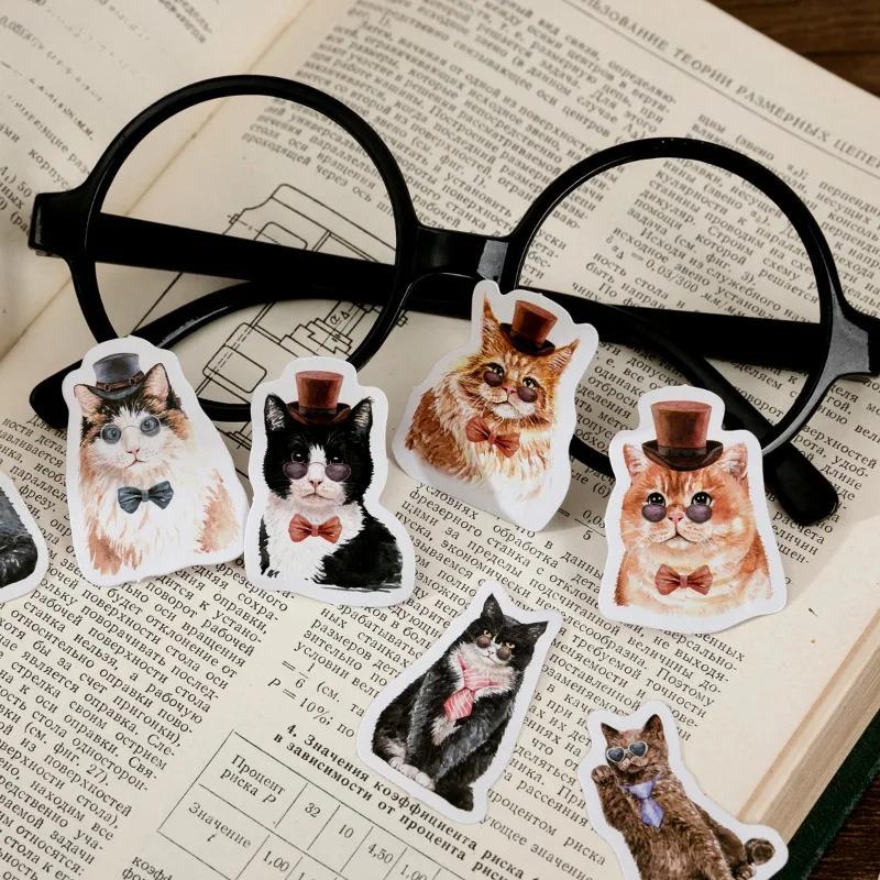 45 шт./коробка Коллекция кошек Милая коробка Каваи Декоративные наклейки Планер Скрапбукинг Канцелярские товары Японские наклейки для дневника