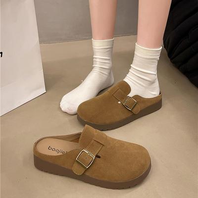 Новые женские туфли-полусабо на платформе, модные, универсальные, для ленивых людей, на одной педали