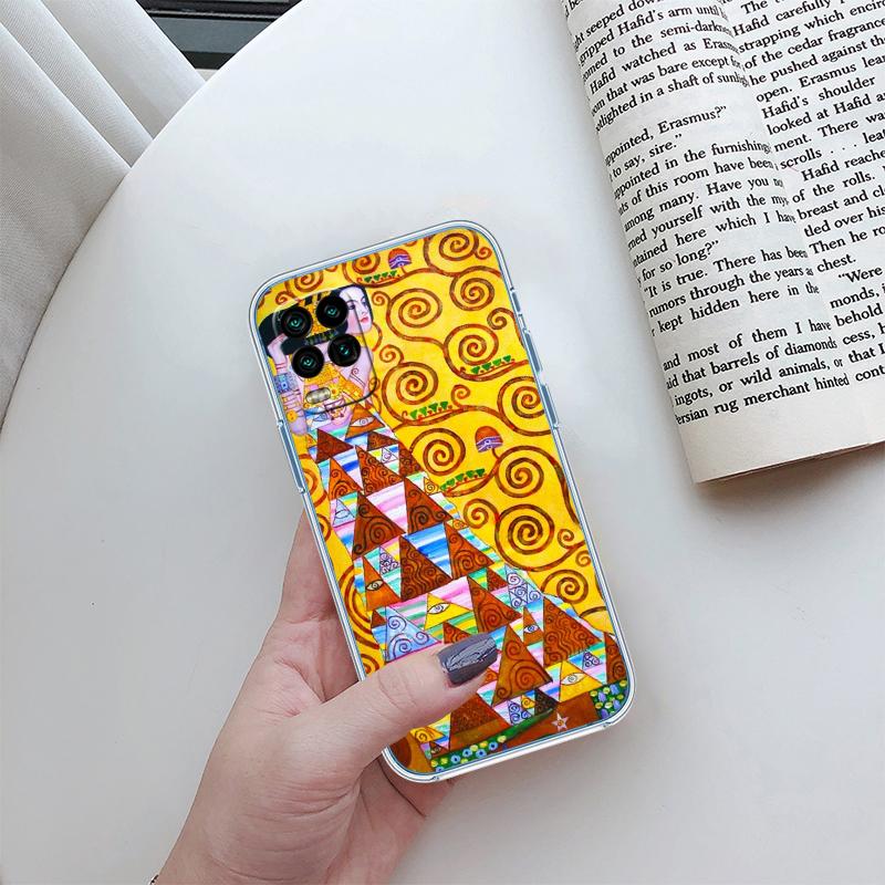 QE14 Gustav Klimt Transparent Phone Case for Motorola Moto G7 G8 G9 G84 G85 G73 G24 G15 Z2 Play Power Plus
