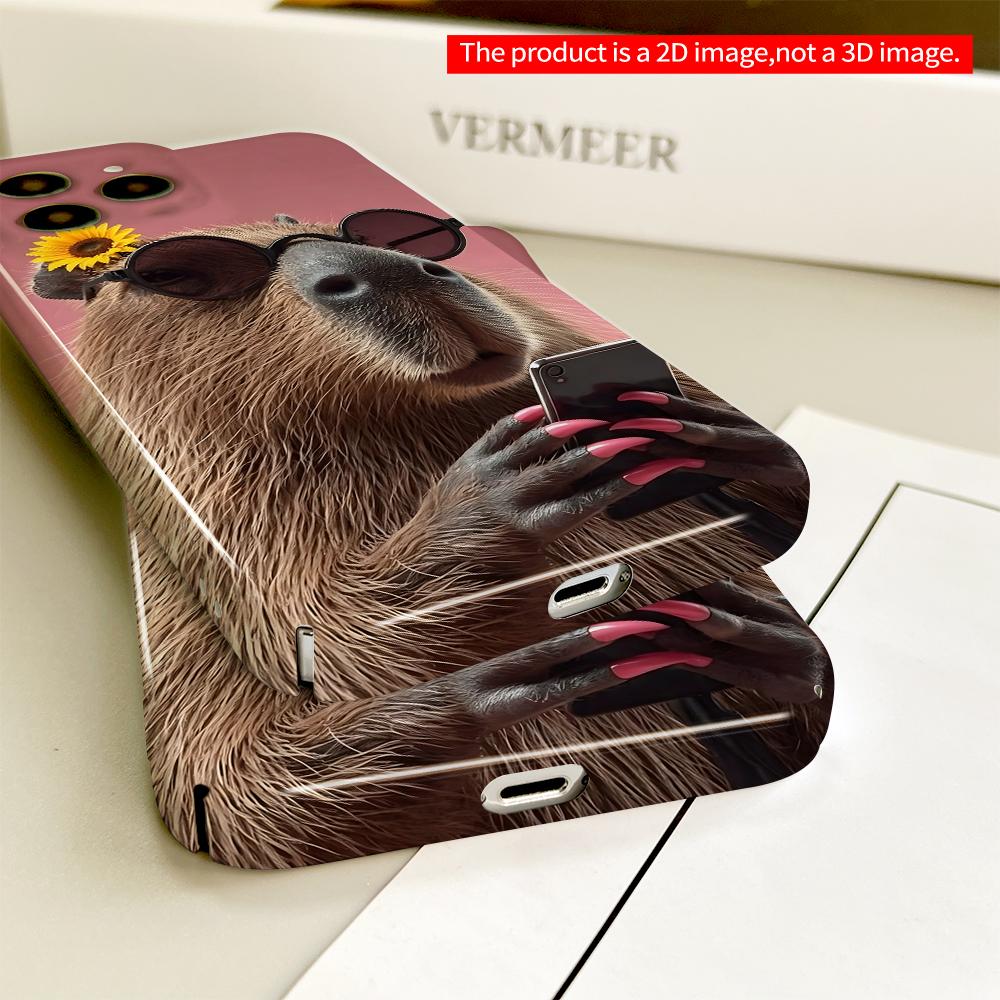 Capybara with Sunflower & Sunglasses Phone Case All inclusive film hard phone case, compatible with iPhone 18 Pro Max 17 16 15 14 13 12 11