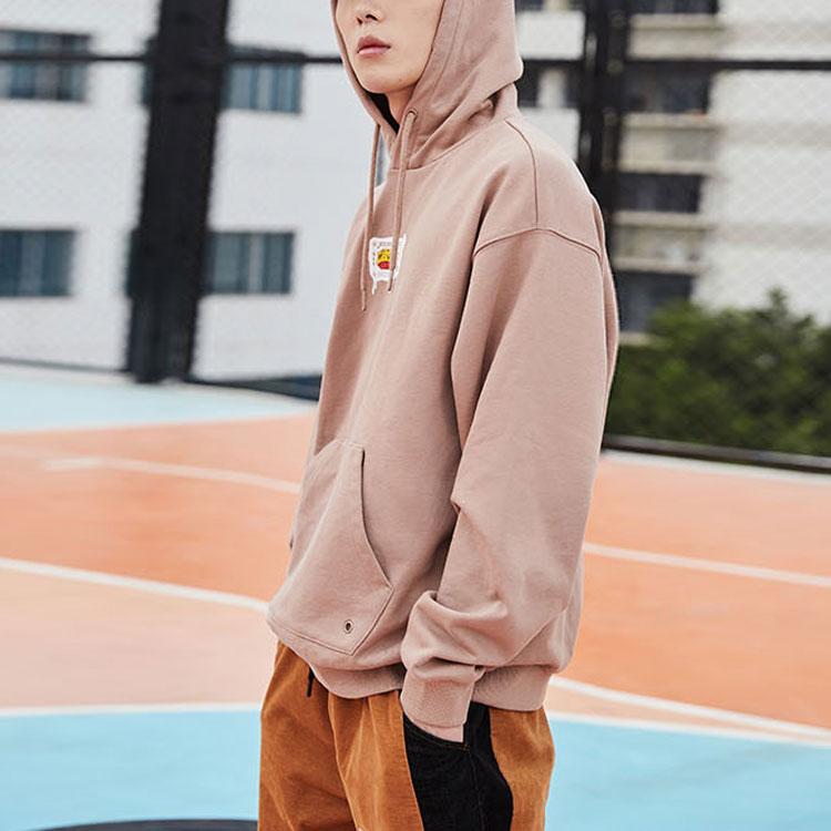 Li Ning Badfive свободная повседневная спортивная толстовка с капюшоном мужская толстовка прянично-коричневая AWDQC31-3