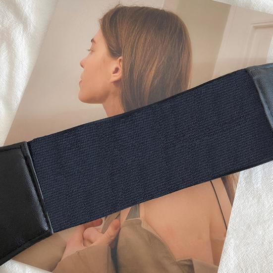 Women Girdle Solid Color Imitation Leather Waist Belt Adjustable Length Waist Belt Dresses