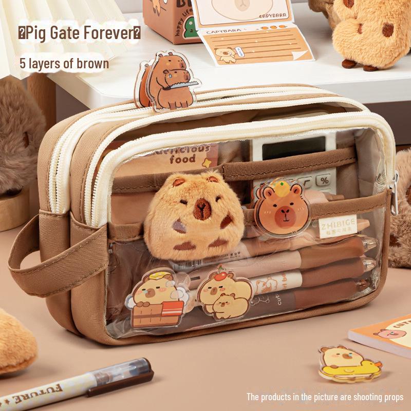 Пятислойный пенал большой вместимости Capibara для девочек - Junior High Edition