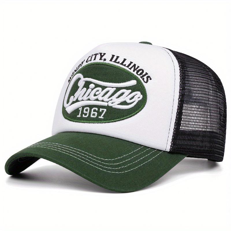 Chicago 1967 Embroidered Letter Baseball Cap Lightweight Breathable Mesh Back Trucker Hat Snapback Closure for Outdoor Sports