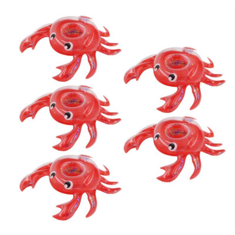 Pvc Inflatable Water Toy Red Crab Coaster Floating Cup Holder For Pool Parties
