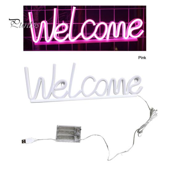 Добро пожаловать неоновая вывеска светодиодная лампа на батарейках креативная форма мерцание бесплатная декоративная прикроватная неоновая вывеска световой орнамент