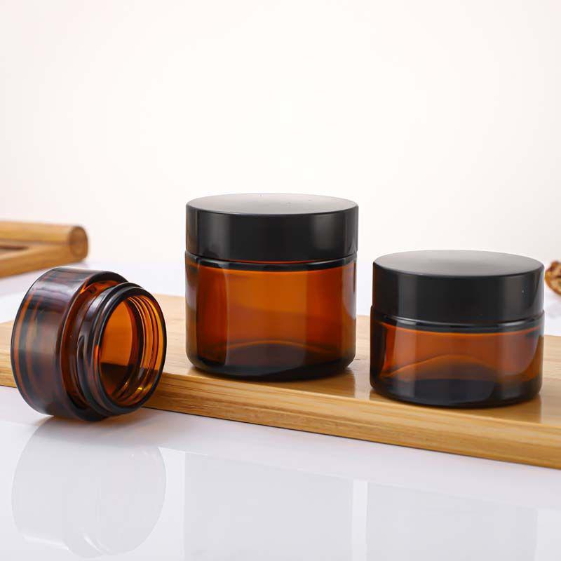 Флакон для крема из коричневого стекла 50 г, косметический флакон для крема для лица и глаз 20 г, светонепроницаемый 
