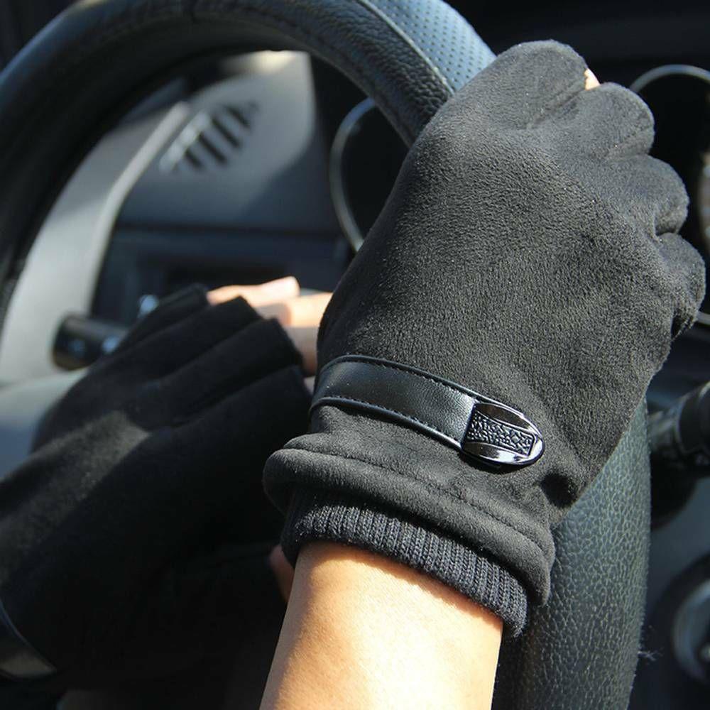 Warm Thick Fingerless Mens Mittens Half Finger Winter Gloves Thermal
