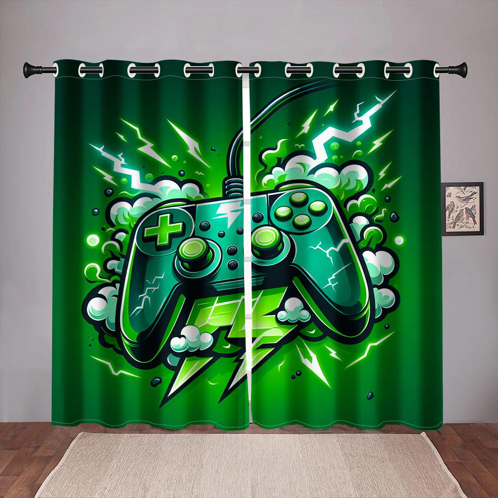 2 шт. Мультяшная игровая приставка Play Station, занавеска для окна, гостиная, спальня, декор комнаты для мальчиков, геймеров, подростков, детей, играющих в видеоигры