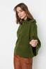 Women's Fashionable Stylish Sweater Stone Wide Fit Soft Textured Zippered Knitwear Sweater