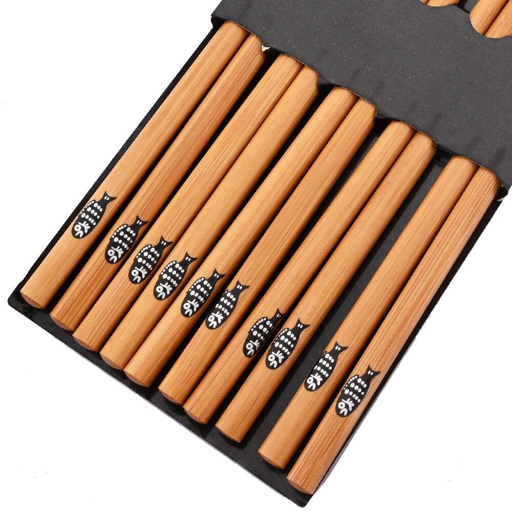 Многоразовые 5 пар натуральных бамбуковых палочек ручной работы в японском стиле, палочки для еды, суши, кухонные инструменты