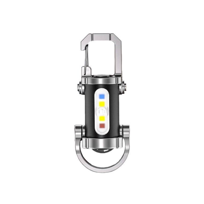 1PC USB Rechargeable Key Chain Flashlights, 600lm 7 Lighting Modes, Waterproof Design, Suitable for Rescue Camping Hiking